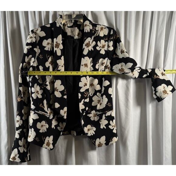 Ann Taylor Loft Floral Open Front Blazer, Black & Ivory, Sz: S, 78-26 - Picture 14 of 16